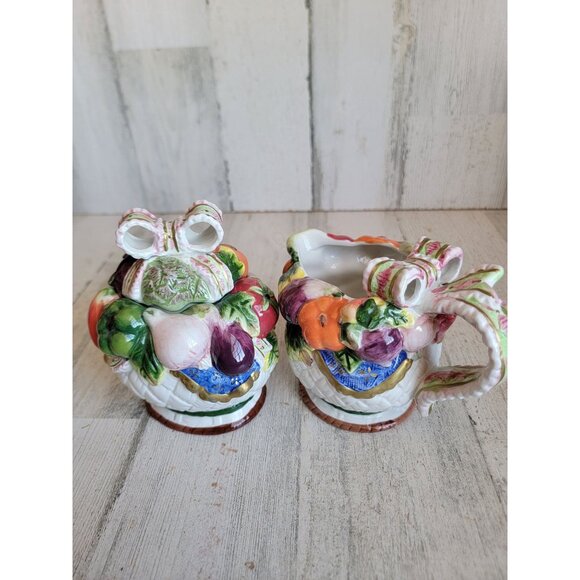 Vegetable pitcher sugar holder set tea vintage xmas set - Picture 4 of 7